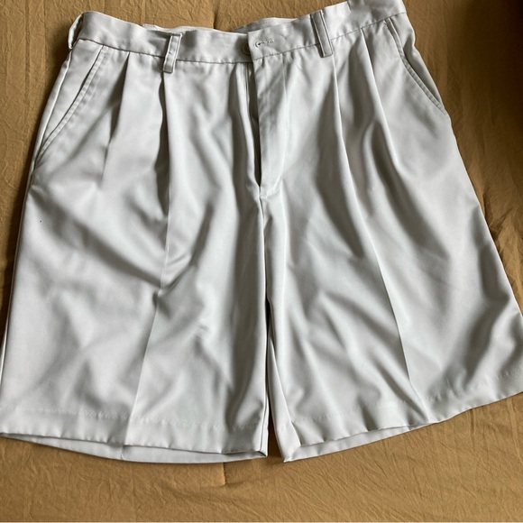 IZOD Golf Shorts Mens 34 Beige Pleated Front Slash Pockets Classics - Picture 1 of 4